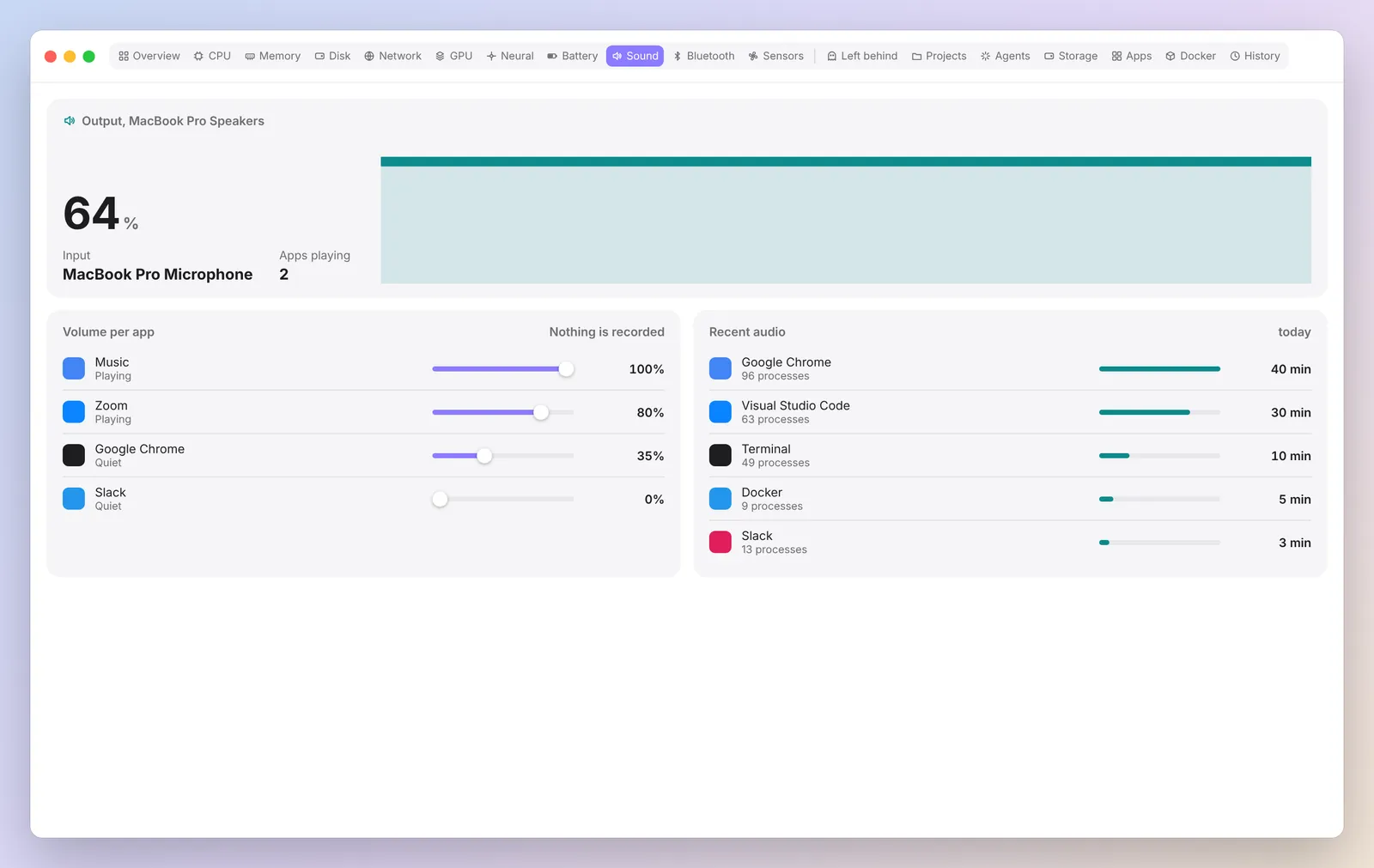 Sound and Bluetooth in Spookle. Example data.